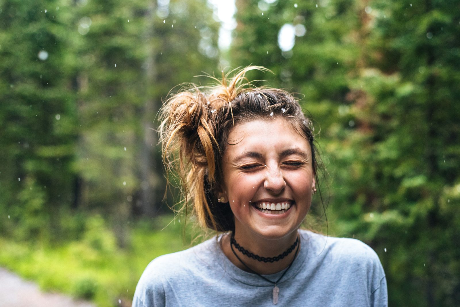 Smiling patient in the rain